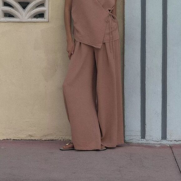 ZARA FLOWY PLEATED PANTS - Picture 5 of 7